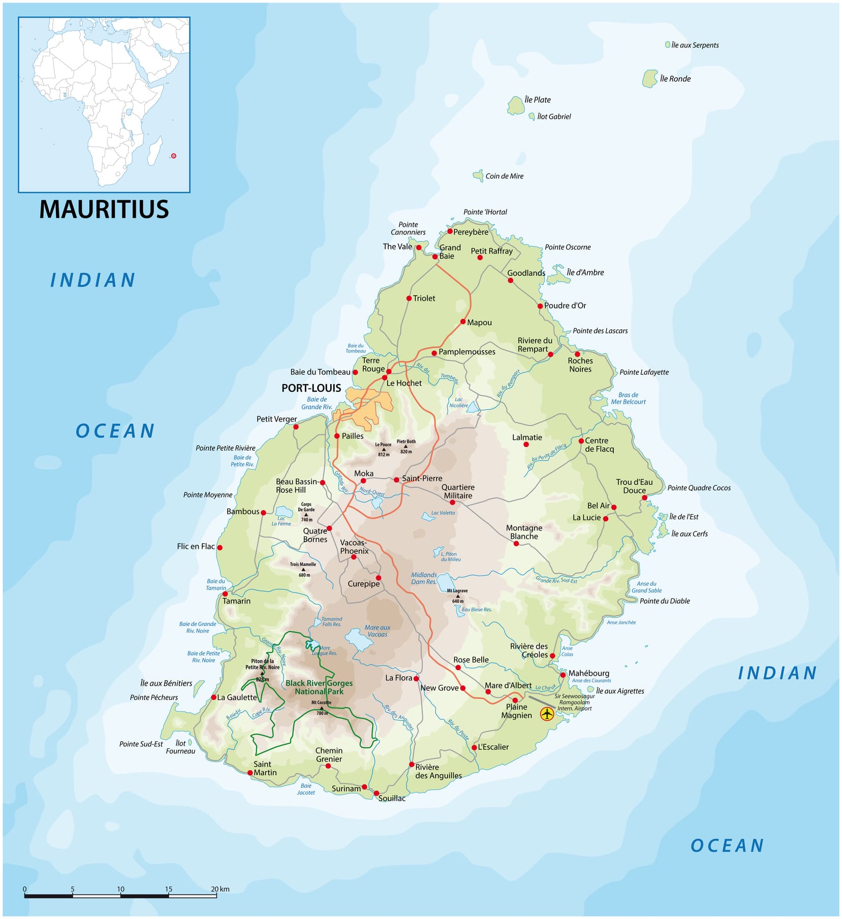 Landkarte von Mauritius