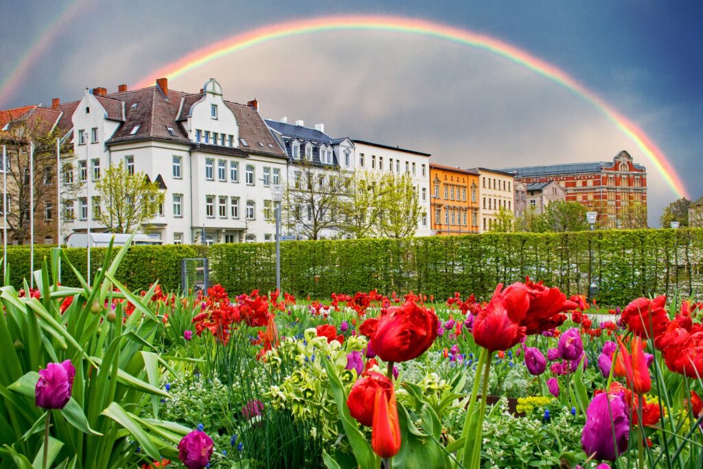 Regenbogen über Sachsen Anhalt Deutschland